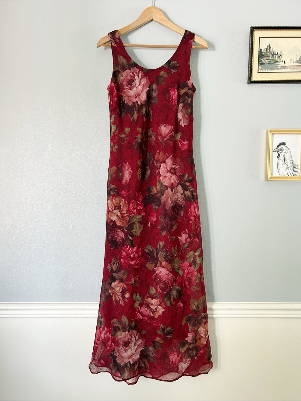 Vintage K Studio burgundy Floral Maxi Dress
